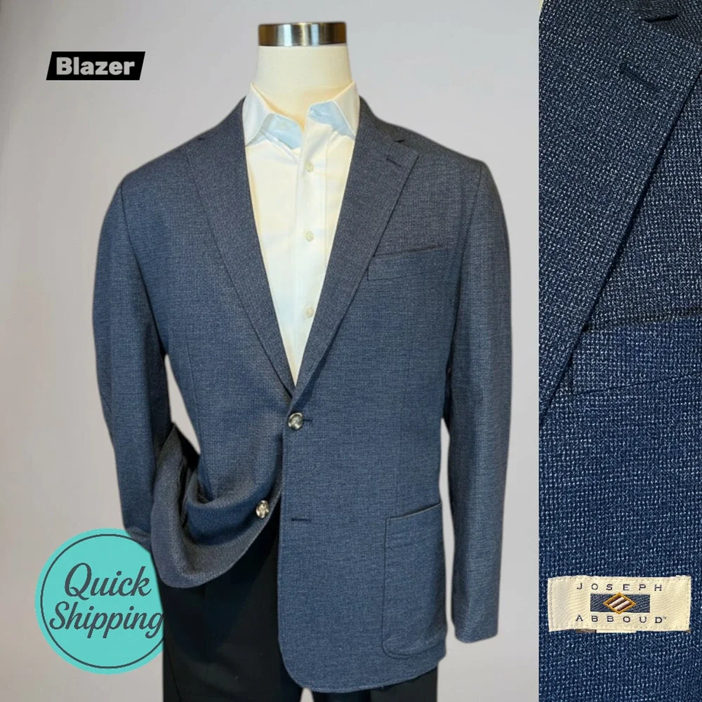 Joseph Abboud 44R XXL Blue Cotton Casual Blazer Sport Jacket Unlined Weekender